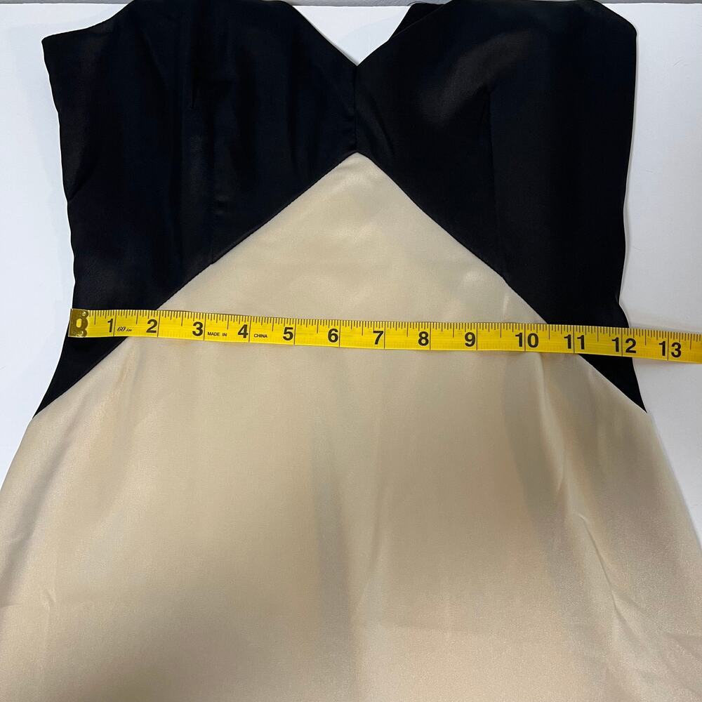 Fabrik Two-Tone Satin Midi Dress Black Champagne Colorblock Sz XS Formal Wedding - Picture 8 of 13